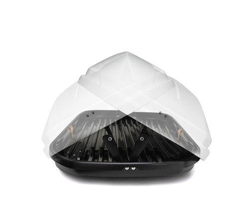 Бокс на крышу Piligrim Магнум 580, Белый матовый (2200х840х400) Быстросъём